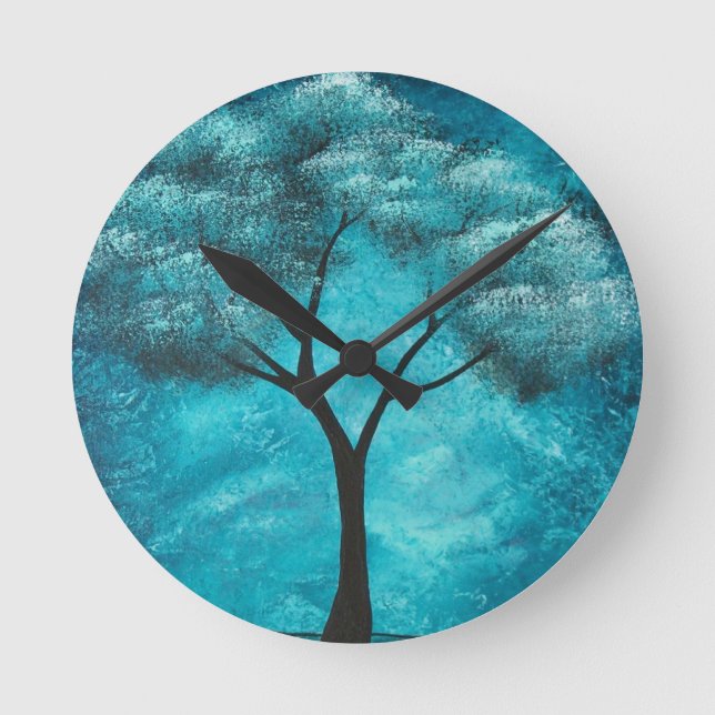 Relógio Redondo Abstrato Tree Art Wall Clock (Frente)