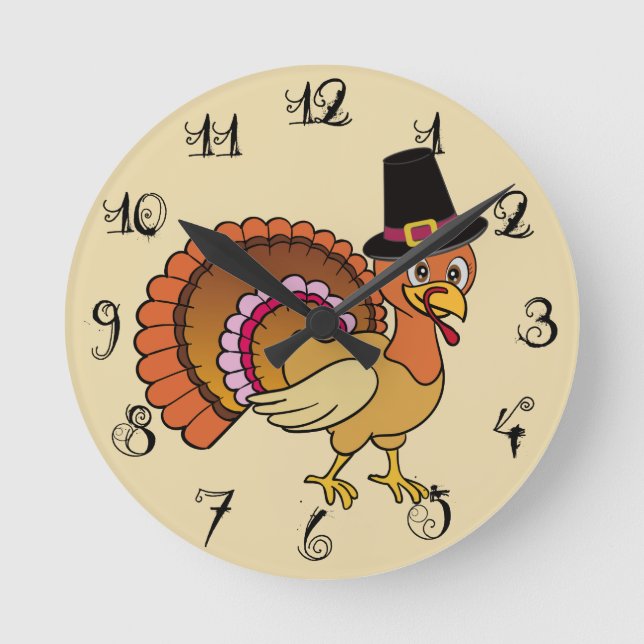 Relógio Redondo Acção de graças Turquia (Frente)