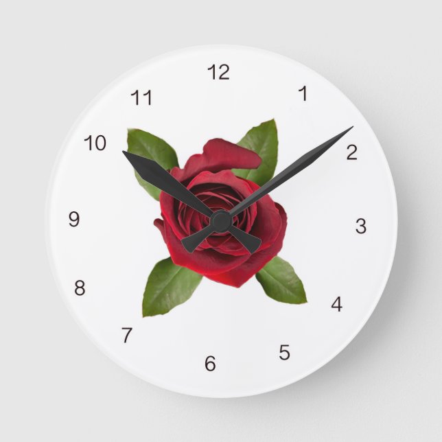 Relógio Redondo Acrylic Wall Clock Red Rose with Numbers (Frente)