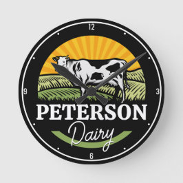 Relógio Redondo ADIÇÃO DENOMINAÇÃO Vaca de Holstein de Fazenda Lát