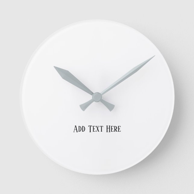 Relógio Redondo Adicionar texto aqui Texto impresso em Cinzas acrí (Frente)