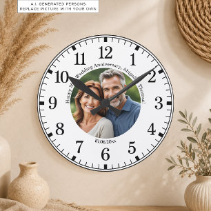 Relógio Redondo Adicione Sua Própria Foto de Casal 30º Aniversário