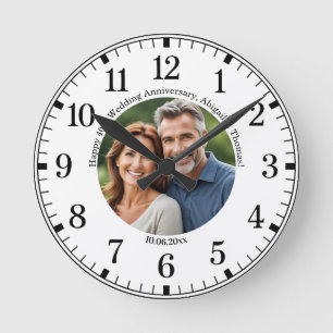 Relógio Redondo Adicione Sua Própria Foto de Casal 40º Aniversário