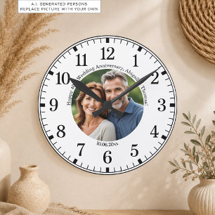 Relógio Redondo Adicione Sua Própria Foto de Casal 40º Aniversário