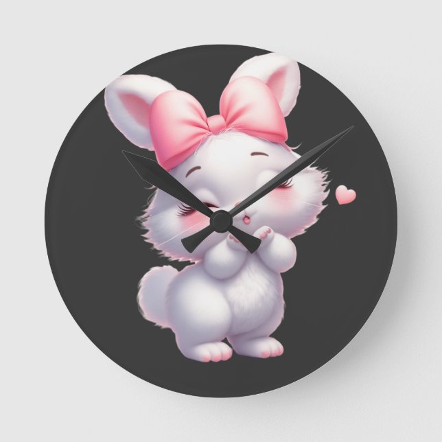 Relógio Redondo Adorable Baby Bunny Illustration (Frente)