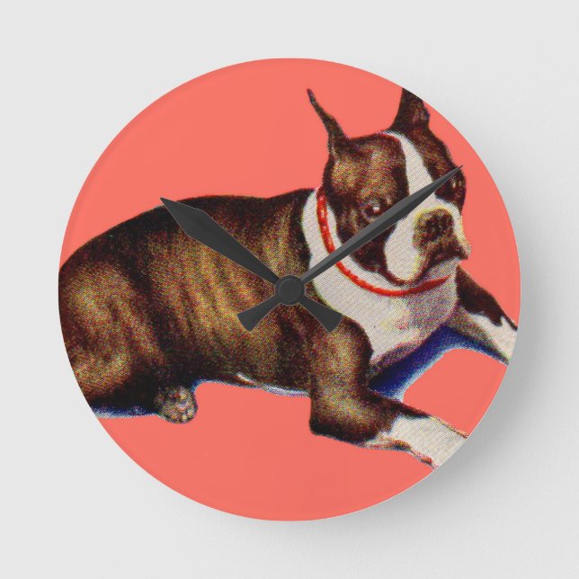 Relógio Redondo adorável Boston terrier (Frente)