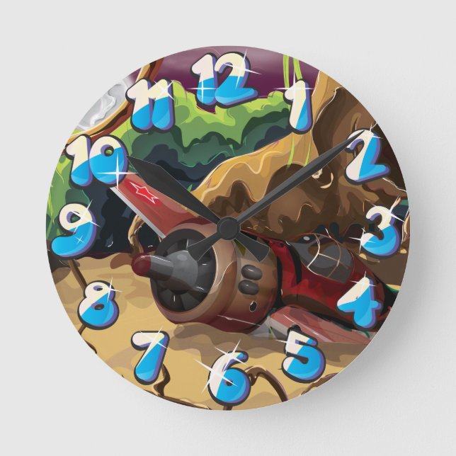 Relógio Redondo Aeronaves de combate à guerra mundial destruídas (Frente)