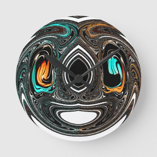 Relógio Redondo African Ethnic Doodle Zebra texturou Art Impressão (Frente)