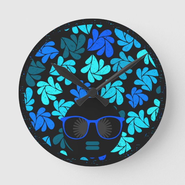 Relógio Redondo Afro Diva Azul  (Frente)