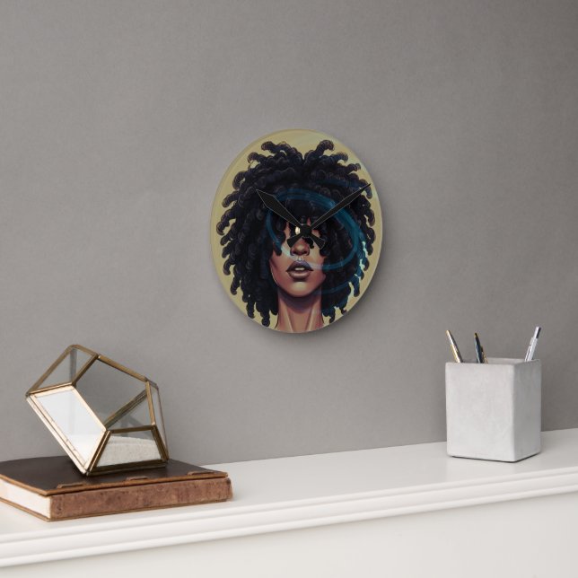 Relógio Redondo Afro Glow Round Wall Clock (Escritório)