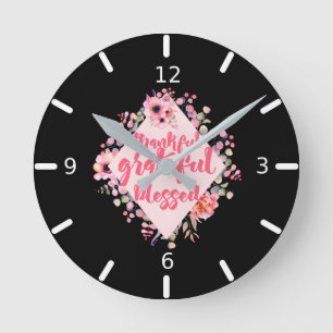 Relógio Redondo Agradecido, Feliz Abençoado