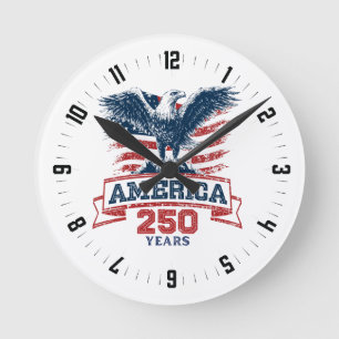 Relógio Redondo Águia Americana Patriótica Fun 250º Aniversário