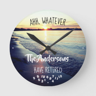 Relógio Redondo Ahh o que nome de família se aposentou a praia do
