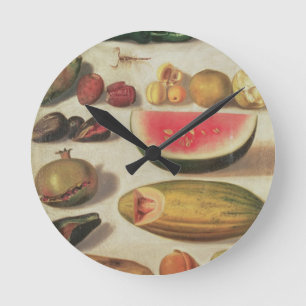 Relógio Redondo Ainda vida com fruta e sapo