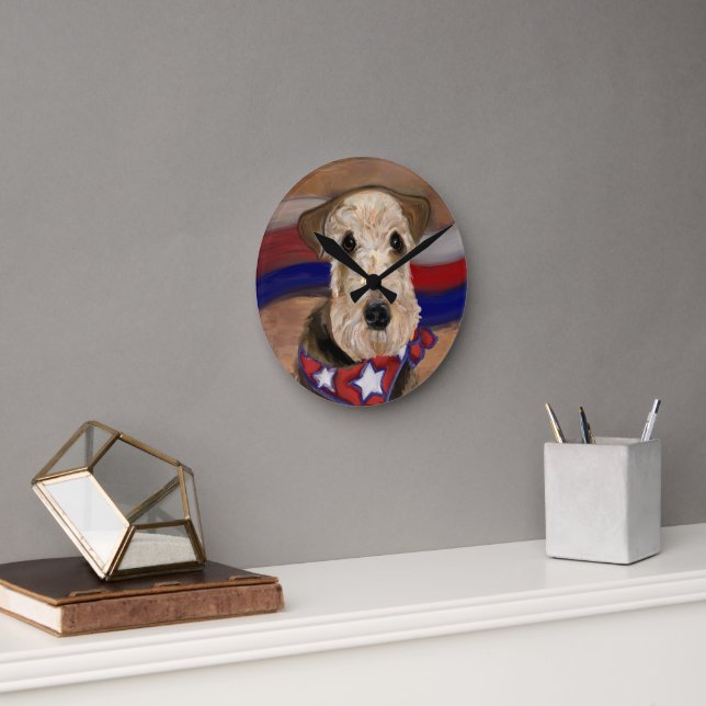 RELÓGIO REDONDO AIREDALE TERRIER (Escritório)