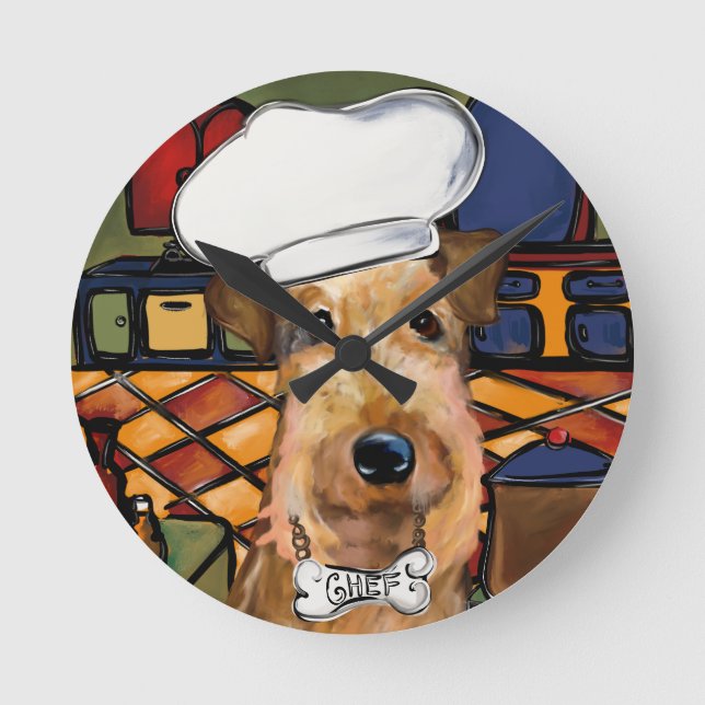 Relógio Redondo Airedale Terrier (Frente)