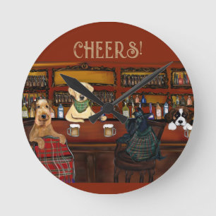 RELÓGIO REDONDO AIREDALE TERRIER E AMIGOS