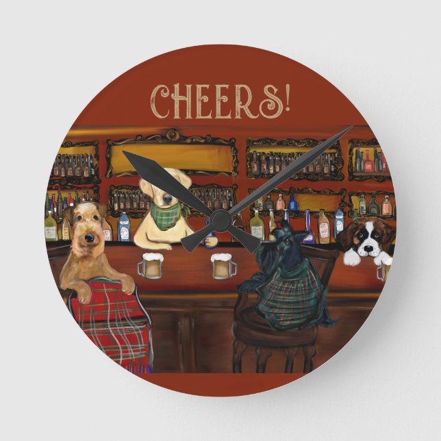 RELÓGIO REDONDO AIREDALE TERRIER E AMIGOS (Frente)