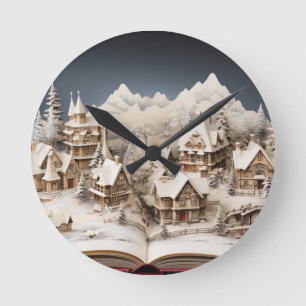 Relógio Redondo Aldeia de Storybook no Alpino de Natal