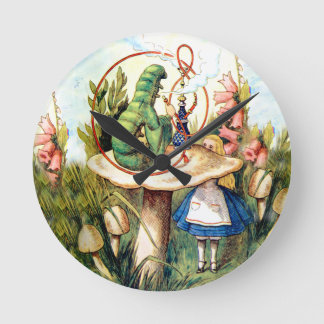 Relógio Redondo Alice e a lagarta na Terra das Maravilhas