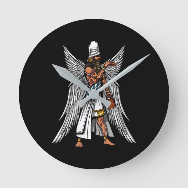 Relógio Redondo Alienígena Anunnaki Deus Antigo Rei Sumeriano (Frente)