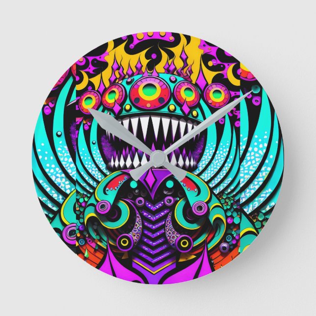 Relógio Redondo Alimentando as guerras de arte - Ken Gage Art (Frente)