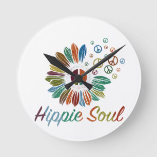 Relógio Redondo Alma Hippie Boho Paz e Amor