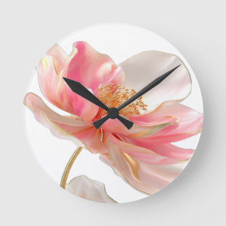 Relógio Redondo Almofada de Acento com Flor Rosa Blush Chic Moder