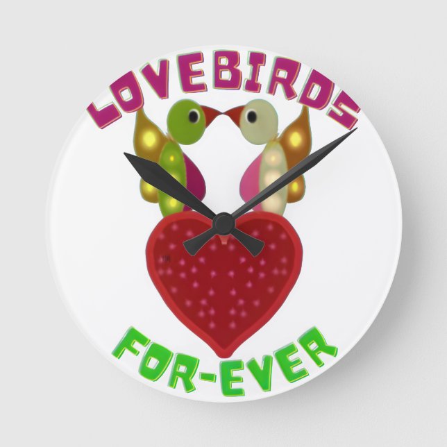 Relógio Redondo Almofada de lançamento com desenho de coração de p (Frente)