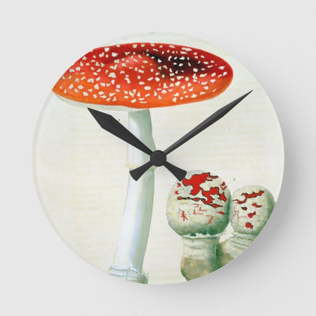 Relógio Redondo Amanita Muscaria de 'Phytographie Medicale' por J (Frente)