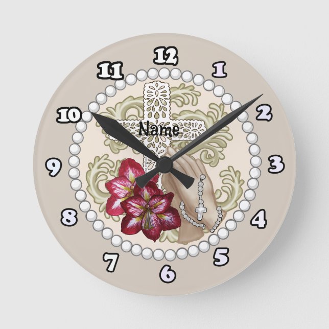 Relógio Redondo Amaryllis Rosary Clock (Frente)