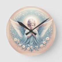 Angel Wall Clock, 20,3 cm de acrílico redondo