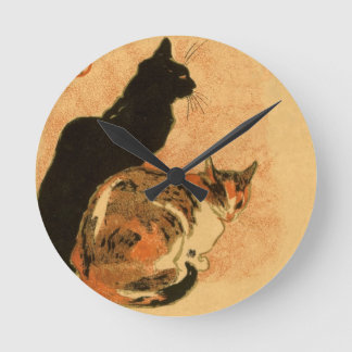 Relógio Redondo Animais antigos de Theophile Steinlen dos gatos do