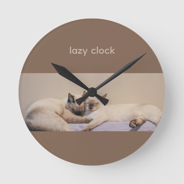 Relógio Redondo Animais Gatos Siameses (Frente)