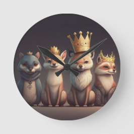 Relógio Redondo Animais selvagens vestindo coroas