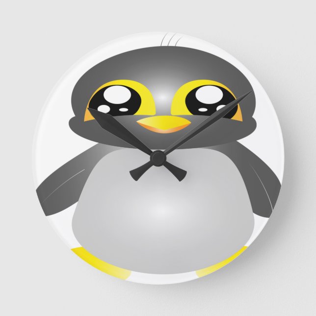 Relógio Redondo animal de pinguim engraçado (Frente)