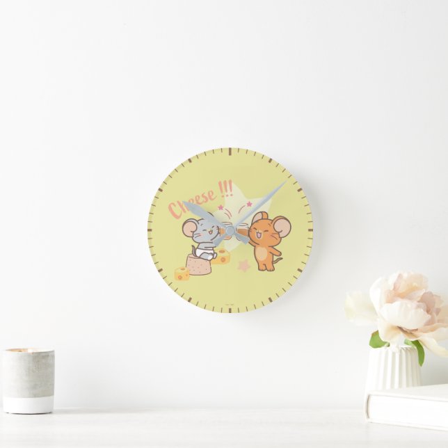 Relógio Redondo Anime Tuffy e Jerry Cheers para Queijo (Lar)