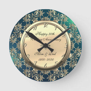 Relógio Redondo Aniversário de 50 anos de casamento Diamante Redem