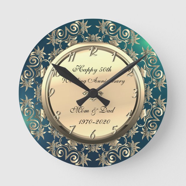 Relógio Redondo Aniversário de 50 anos de casamento Diamante Redem (Frente)