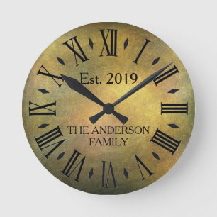 Relógio Redondo Aniversário retro da aflição antiga rústica do