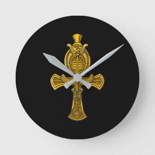 Relógio Redondo Ankh Eye do Horus Símbolo Antigo Egípcio Sagrado