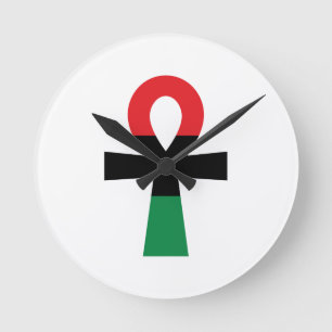 Relógio Redondo Ankh vermelho, preto & verde