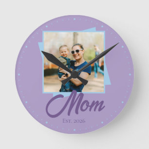 Relógio Redondo Ano de Fundação da Mamãe com Foto Personalizada
