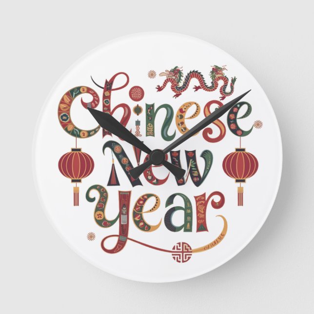 Relógio Redondo Ano Novo Chinês (Frente)