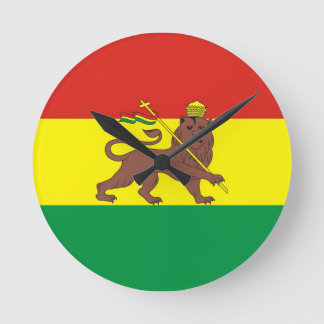 Relógio Redondo Antiga bandeira etíope com leão de Judah