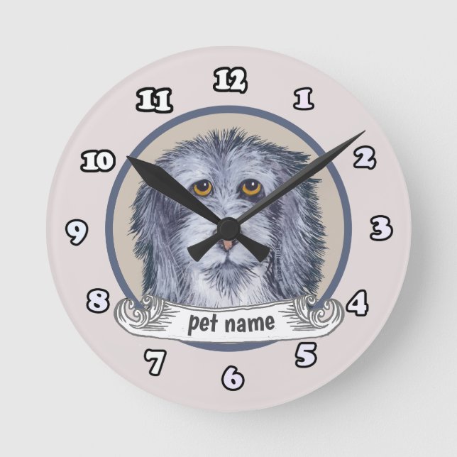 Relógio Redondo Antigo pastor Inglês (Frente)