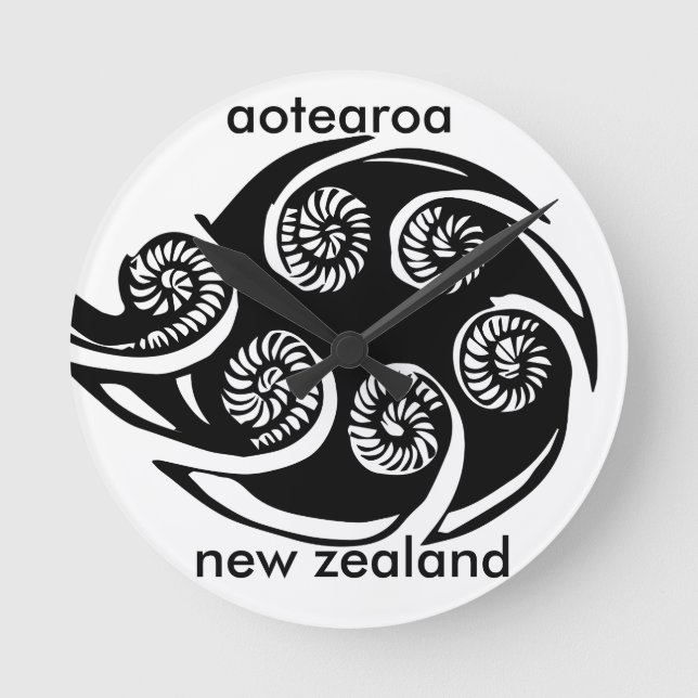 Relógio Redondo aotearoa nova zealand design (Frente)