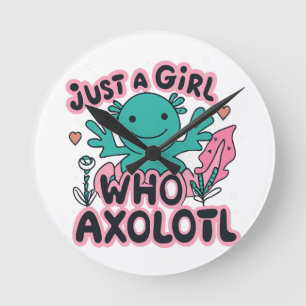 Relógio Redondo apenas uma garota que ama Axolotl