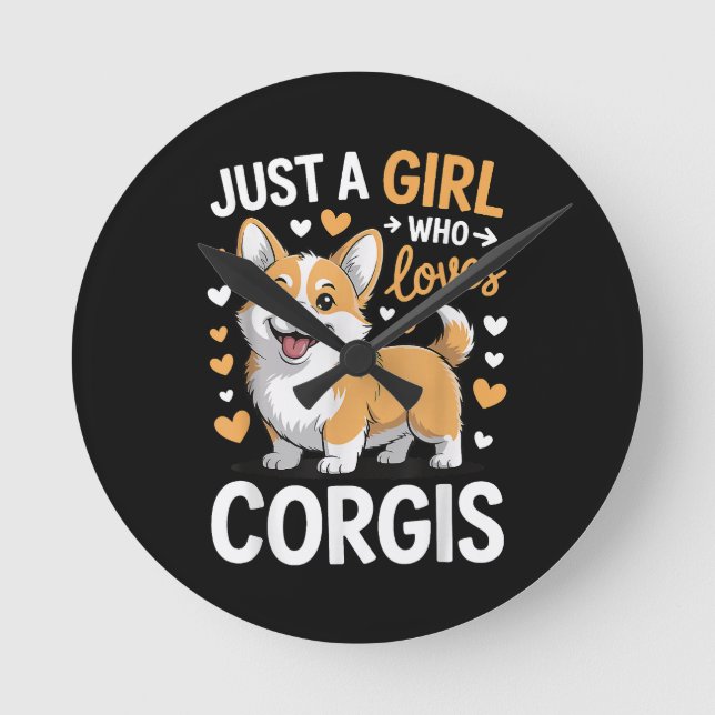 Relógio Redondo Apenas Uma Garota Que Ama Corgis (Frente)