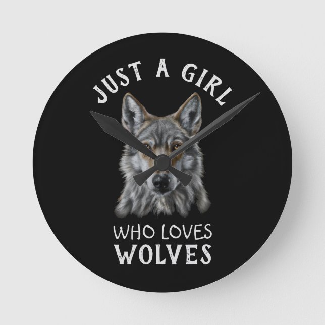 Relógio Redondo Apenas uma garota que ama lobos (Frente)